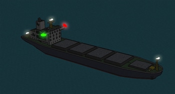 large ship at night