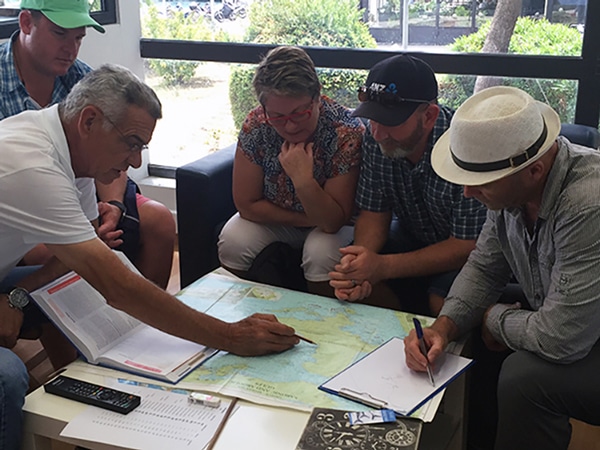 Chart briefing at yacht charter base